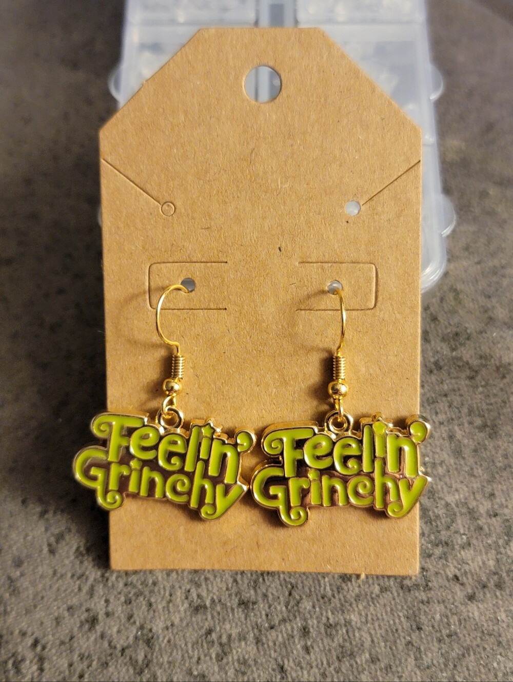 Feelin' Grinchy Lime Enamel Drop Earrings - Unbranded